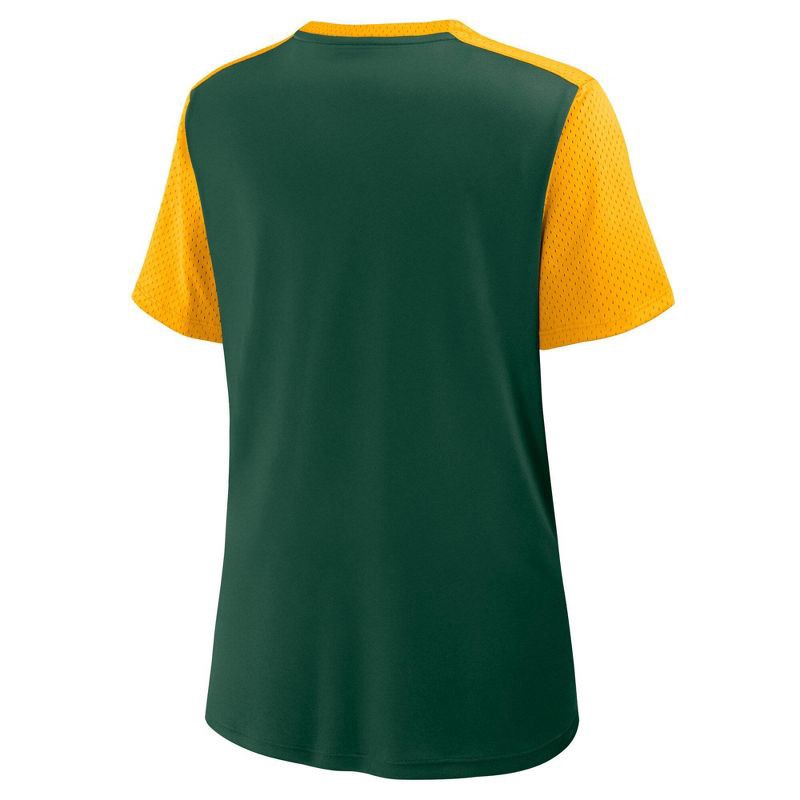 slide 3 of 3, NFL Green Bay Packers Women's Short Sleeve Lace Up V-Neck Top - L, 1 ct