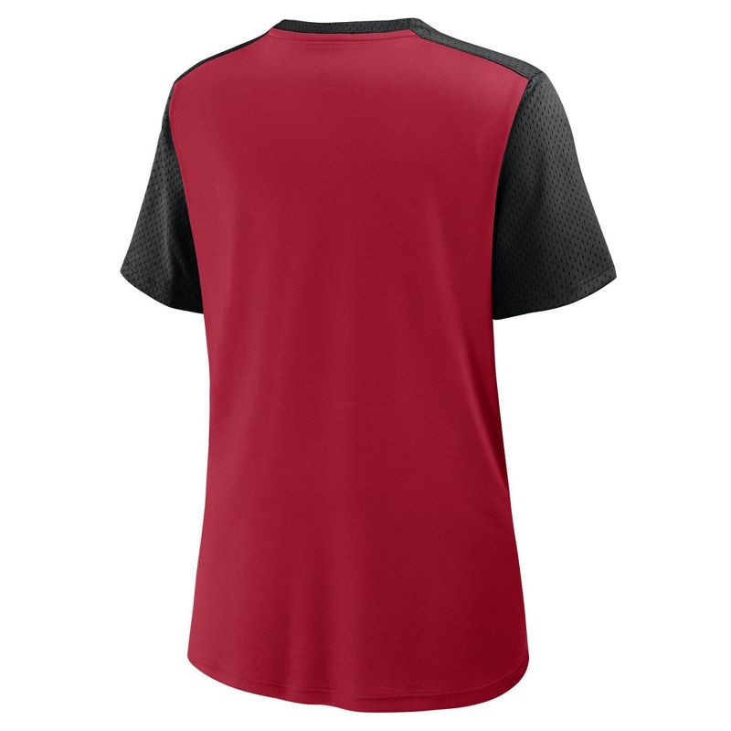 slide 2 of 3, NFL San Francisco 49ers Women's Short Sleeve Lace Up V-Neck Top - L, 1 ct