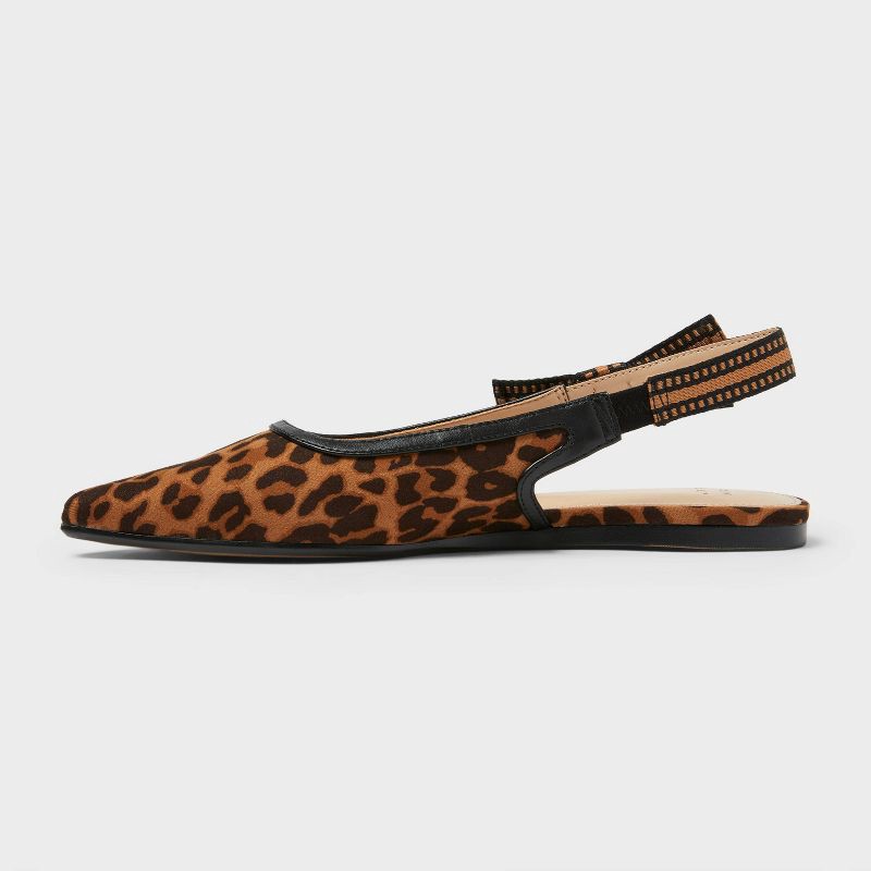 slide 2 of 4, Women's London Sling Back Flats - A New Day™ Brown 8.5: Slip-On Tuxedo Style, Cushioned Insole, Pointed Toe, Textured Outsole, 1 ct