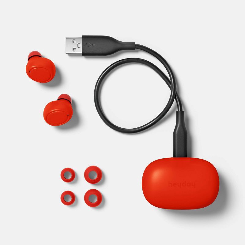 slide 3 of 3, True Wireless Bluetooth Sweat Resistant Earbuds - heyday™ Poppy: USB-C, Built-In Mic, 1 ct