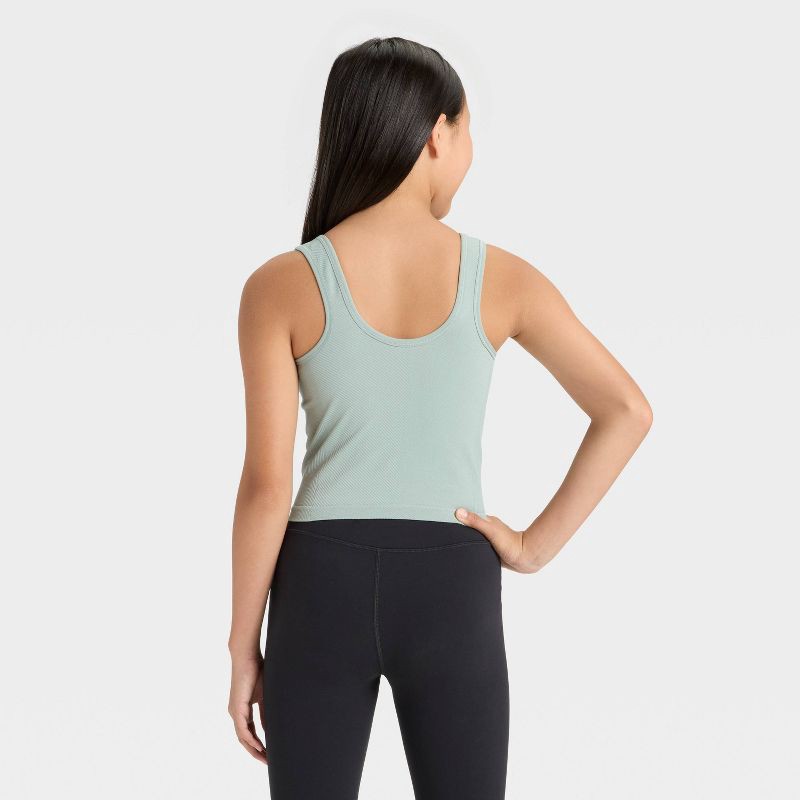 slide 2 of 3, Girls' Seamless Crop Tank Top - All In Motion™ Green XL, 1 ct