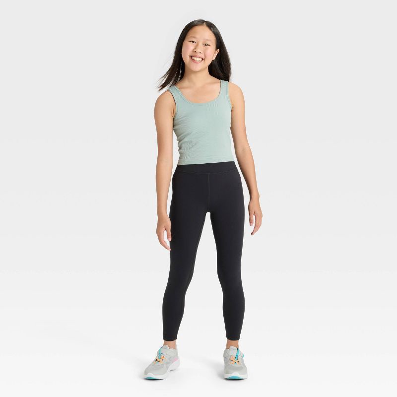 slide 3 of 3, Girls' Seamless Crop Tank Top - All In Motion™ Green XL, 1 ct