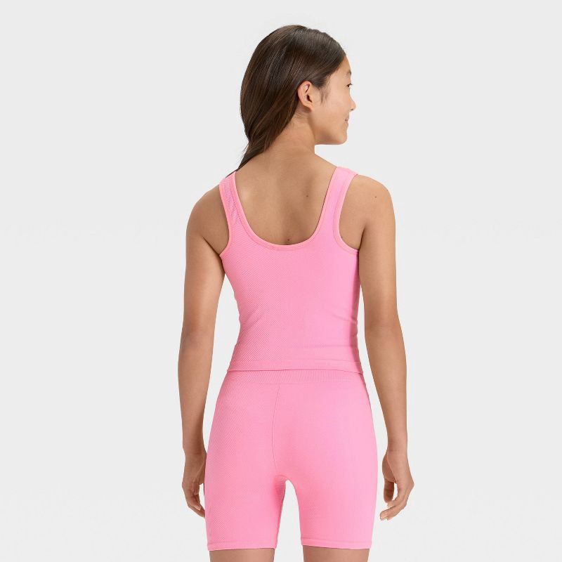 slide 2 of 3, Girls' Seamless Crop Tank Top - All In Motion™ Berry Pink L, 1 ct