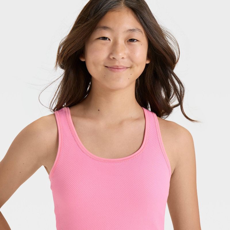 slide 3 of 3, Girls' Seamless Crop Tank Top - All In Motion™ Berry Pink L, 1 ct