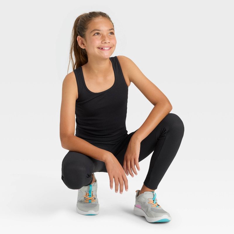 slide 3 of 3, Girls' Seamless Crop Tank Top - All In Motion™ Black XS, 1 ct