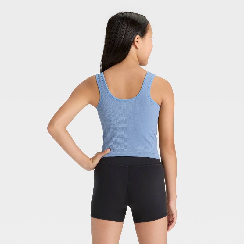 slide 2 of 3, Girls' Seamless Crop Tank Top - All In Motion™ Light Blue L, 1 ct