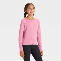 Girls' Seamless Long Sleeve Round Neck T-Shirt - All In Motion™ Pink S