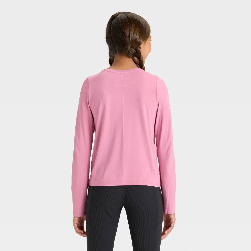 slide 2 of 3, Girls' Seamless Long Sleeve Round Neck T-Shirt - All In Motion™ Pink XL, 1 ct