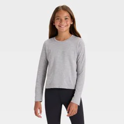 Girls' Seamless Long Sleeve Round Neck T-Shirt - All In Motion™ Gray S