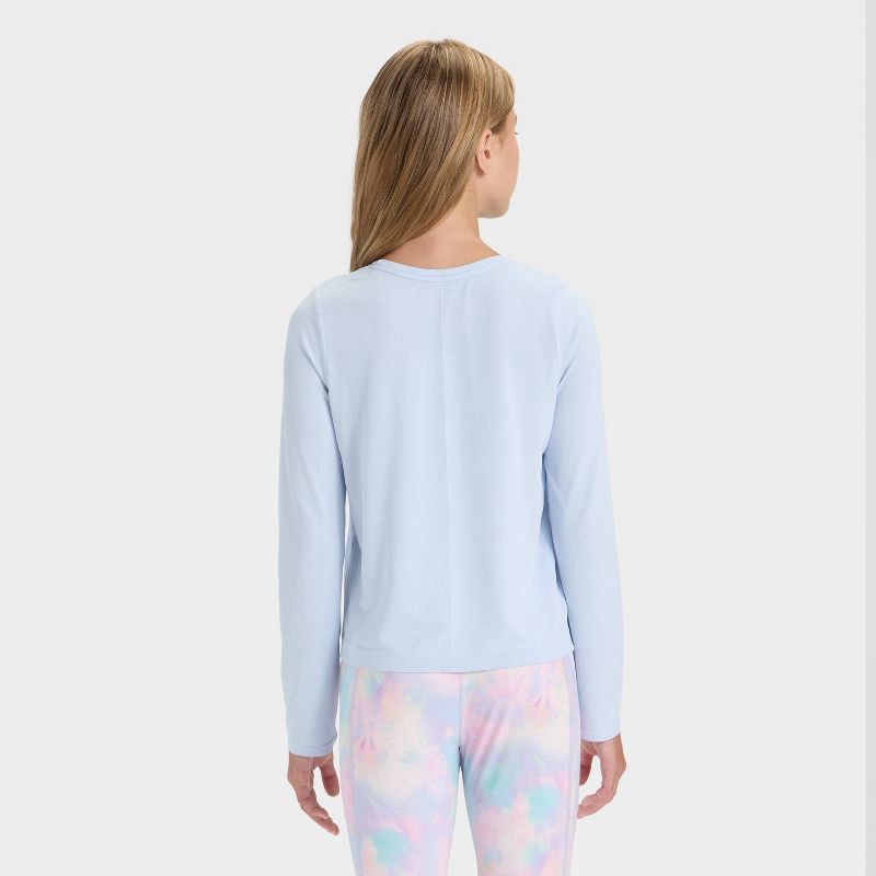 slide 2 of 3, Girls' Seamless Long Sleeve Round Neck T-Shirt - All In Motion™ Blue M, 1 ct