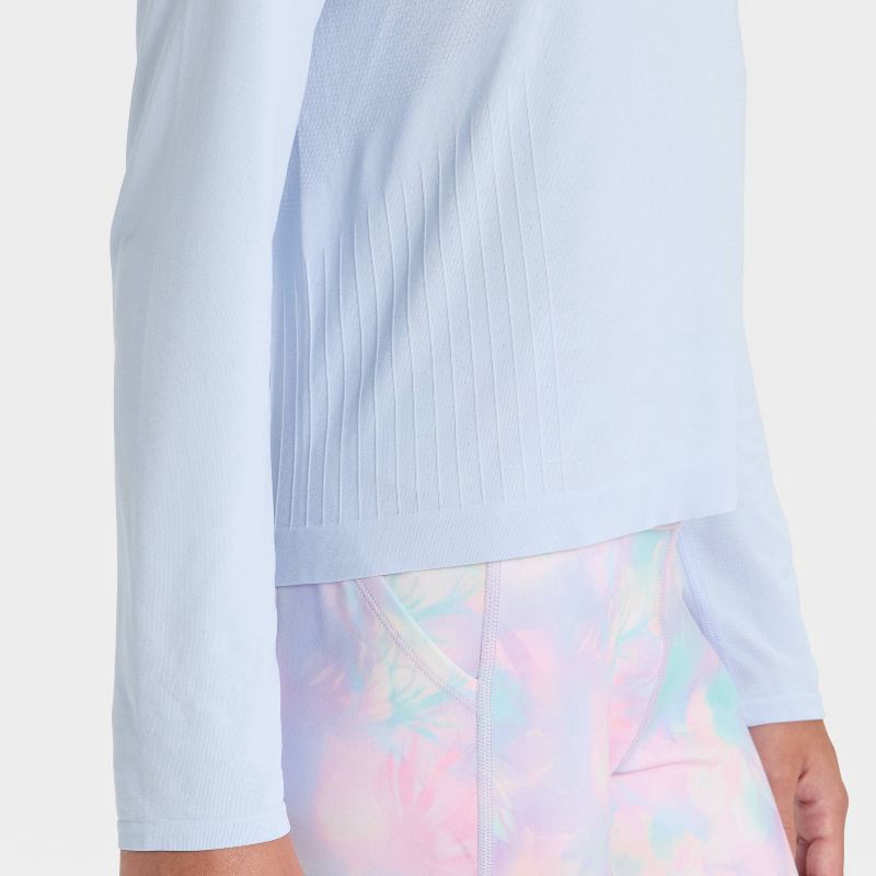 slide 2 of 3, Girls' Seamless Long Sleeve Round Neck T-Shirt - All In Motion™ Blue XL, 1 ct