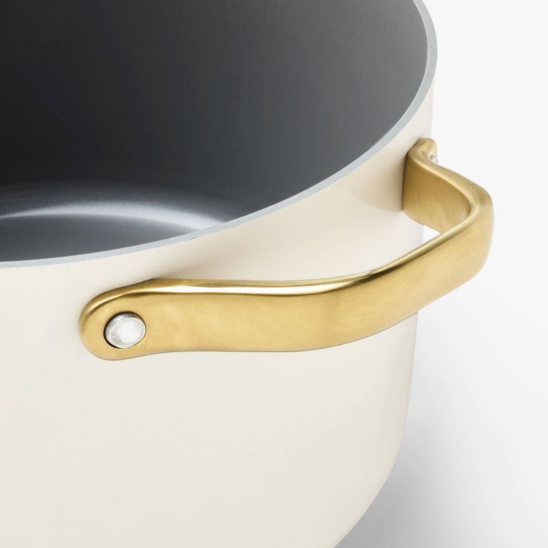 slide 4 of 8, 6qt Nonstick Ceramic Coated Aluminum Stock Pot with Champagne Handle Cream - Figmint™, 6 qt