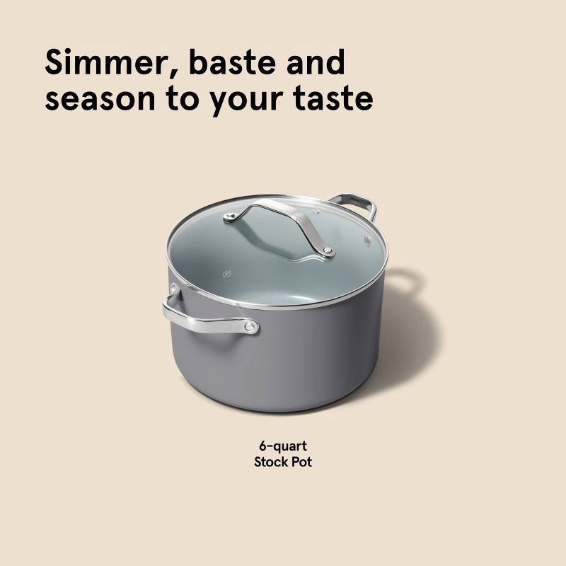 slide 7 of 7, 6qt Nonstick Ceramic Coated Aluminum Stock Pot Dark Gray - Figmint™, 6 qt