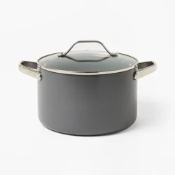 6qt Nonstick Ceramic Coated Aluminum Stock Pot Dark Gray - Figmint™