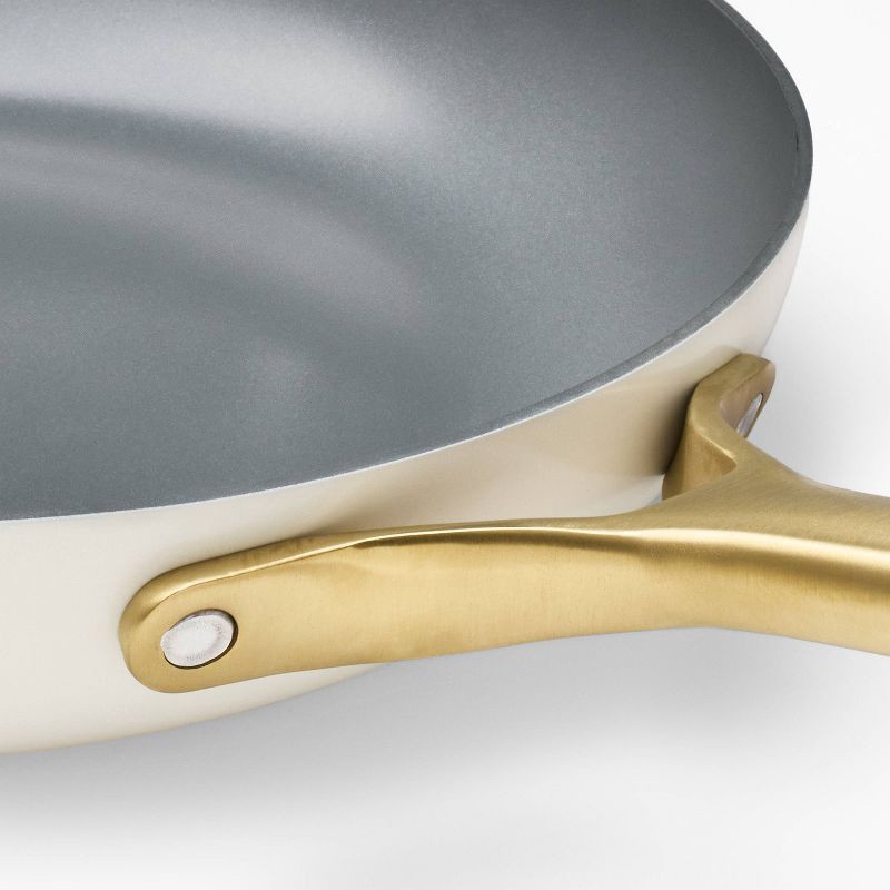 slide 5 of 9, 16pc Nonstick Ceramic Coated Aluminum Cookware Set with Champagne Handle Cream - Figmint™, 16 ct