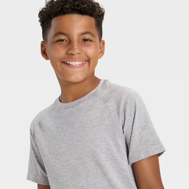 slide 3 of 3, Boys' Seamless T-Shirt - All In Motion™ Gray XS, 1 ct