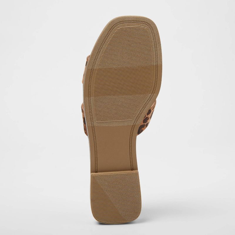 slide 4 of 4, Women's Nina H-Band Slide Sandals - A New Day™ Brown 7: Leopard Spot, Open Toe, Block Heel, 1 ct