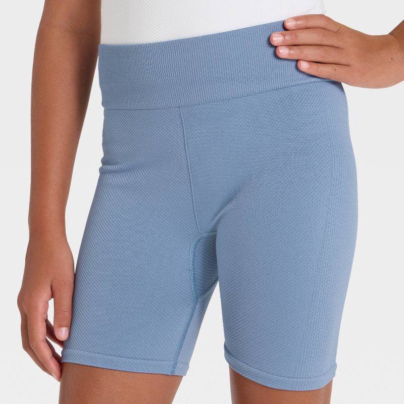 slide 3 of 3, Girls' Seamless Bike Shorts - All In Motion™ Blue L, 1 ct