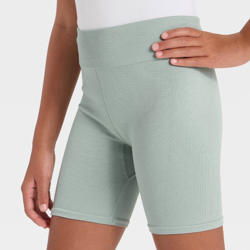 slide 3 of 3, Girls' Seamless Bike Shorts - All In Motion™ Fern Green XL, 1 ct
