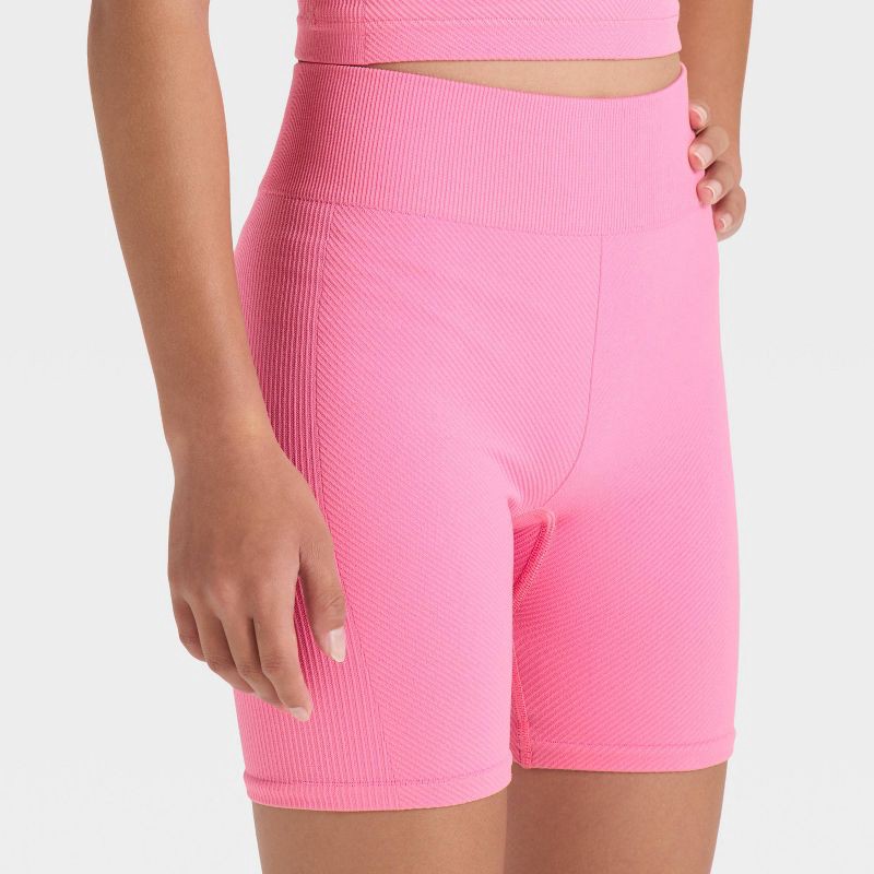 slide 3 of 3, Girls' Seamless Bike Shorts - All In Motion™ Pink XL, 1 ct