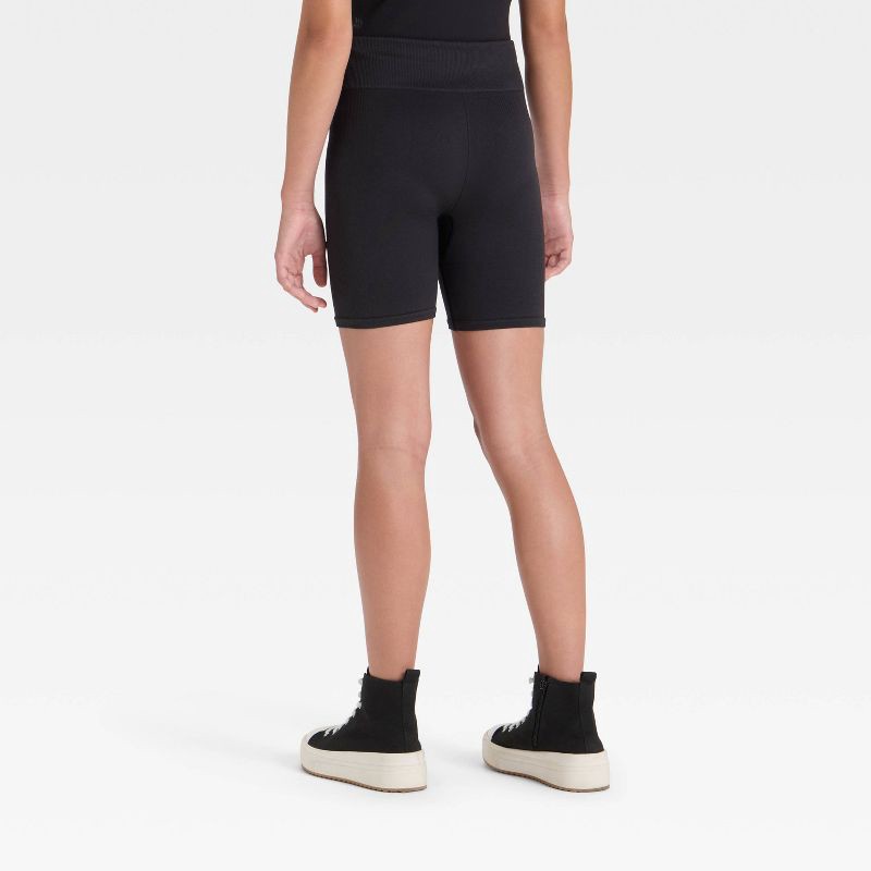 slide 2 of 3, Girls' Seamless Bike Shorts - All In Motion™ Black L, 1 ct