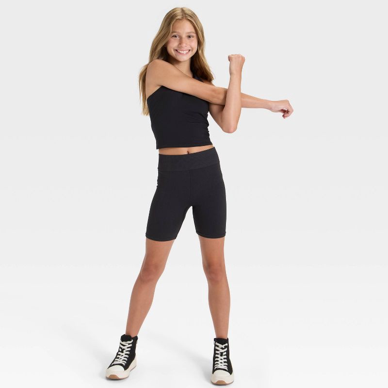 slide 3 of 3, Girls' Seamless Bike Shorts - All In Motion™ Black L, 1 ct