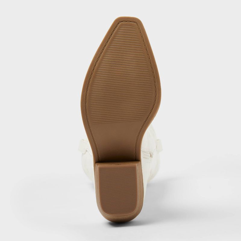 slide 4 of 4, Women's Kenzie Tall Western Boots with Memory Foam Insole – Wild Fable™ Ivory 6.5: Knee-High, Block Heel, Zipper Closure, 1 ct