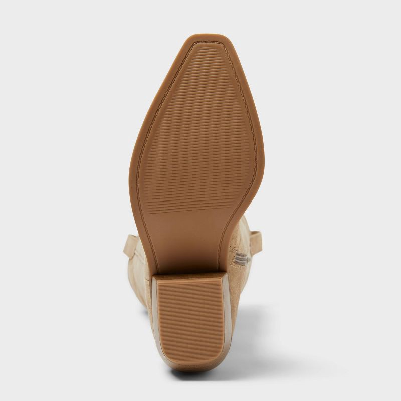slide 4 of 4, Women's Kenzie Tall Western Boots with Memory Foam Insole – Wild Fable™ Tan 6: Knee-High, Zipper Closure, Block Heel, 1 ct
