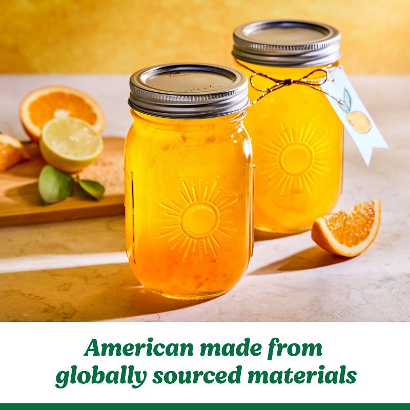 slide 6 of 6, Ball 16oz 4pk Glass Regular Mouth Mason Jar with Band and Lid Sunshine, 4 ct; 16 oz