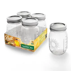 Ball 16oz 4pk Glass Regular Mouth Mason Jar with Band and Lid Sunshine