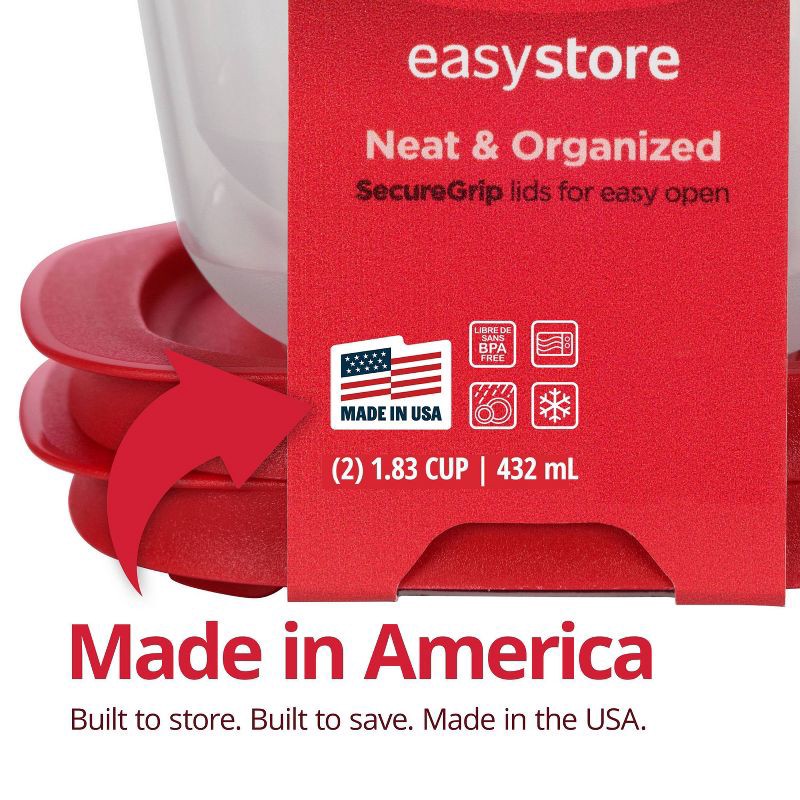 slide 4 of 6, Rubbermaid 3pk Easy Store Value Round Food Storage Containers Red, 3 ct
