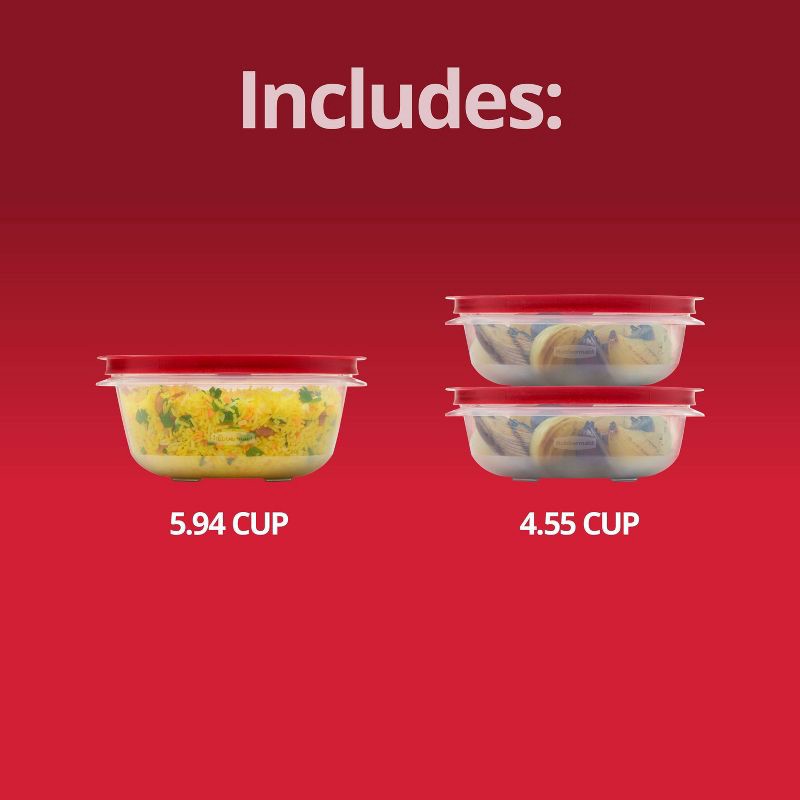 slide 6 of 6, Rubbermaid 3pk Easy Store Value Round Food Storage Containers Red, 3 ct