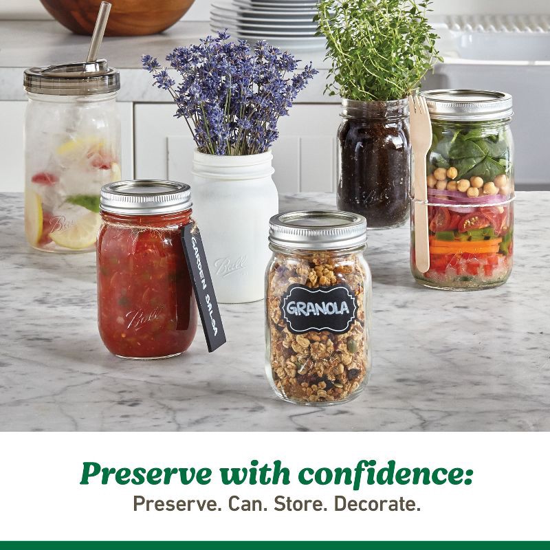 slide 5 of 6, Ball 12ct 16oz Smooth Glass Mason Jar with Lid and Band, 12 ct; 16 oz