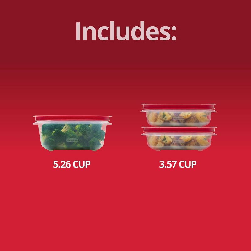 slide 6 of 6, Rubbermaid 3pk Easy Store Value Medium Rectangle Food Storage Containers Red, 3 ct