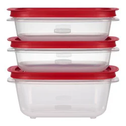 Rubbermaid 3pk Easy Store Value Medium Rectangle Food Storage Containers Red