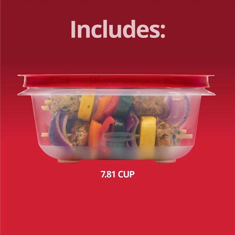 slide 5 of 5, Rubbermaid 7.81c Medium Easy Store Square Food Storage Container Red, 1 ct