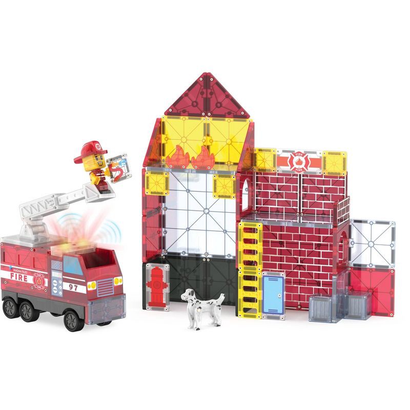 slide 4 of 9, MAGNA-TILES Fire Station Magnetic Building Set, 1 ct
