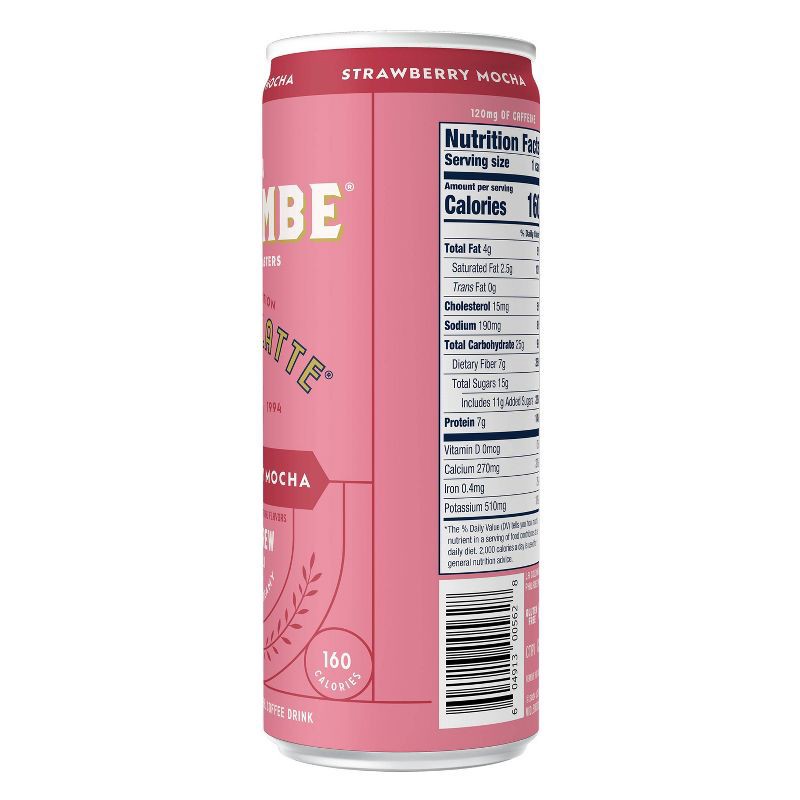 slide 6 of 8, La Colombe Strawberry Mocha Draft Latte Coffee Drink - 11 fl oz Can, 11 fl oz