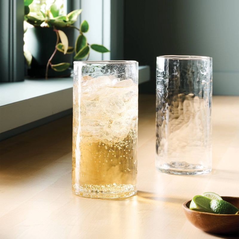 slide 2 of 3, 4pk 18oz Tall Hammered Glass - Threshold™, 4 ct; 18 oz