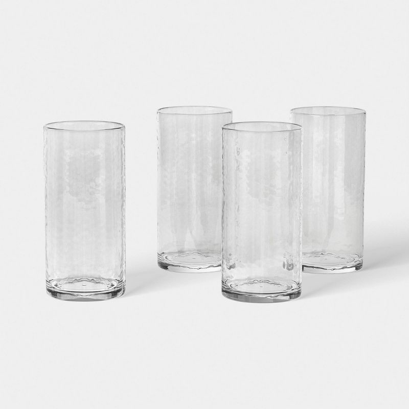 slide 1 of 3, 4pk 18oz Tall Hammered Glass - Threshold™, 4 ct; 18 oz