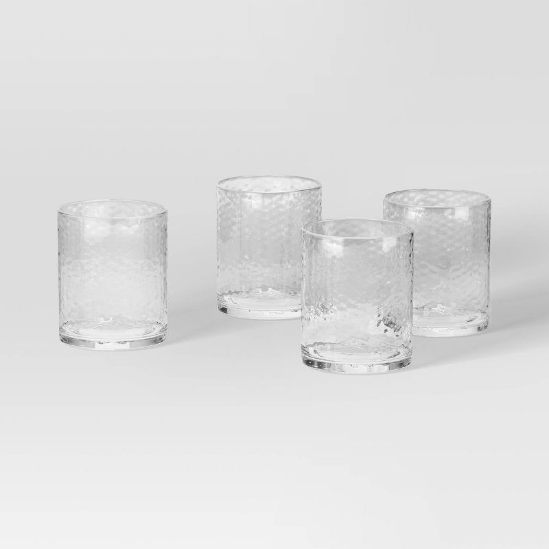 slide 1 of 3, 4pk 11oz Short Hammered Glass - Threshold™, 4 ct; 11 oz