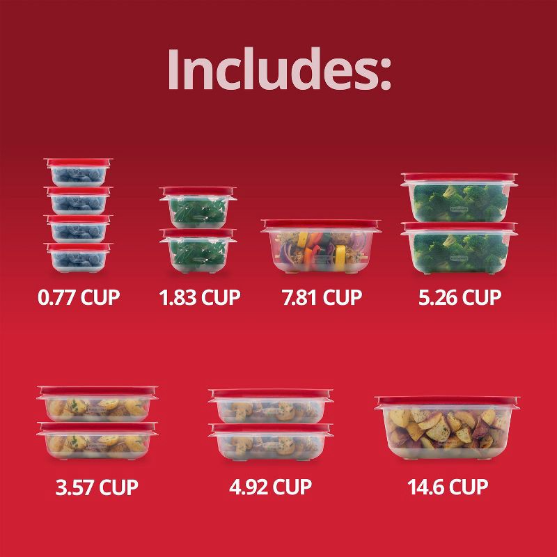 slide 5 of 5, Rubbermaid 28pc Easy Store Rectangle Square Food Storage Container Set Red, 28 ct