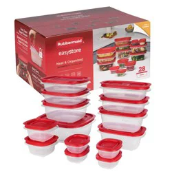 Rubbermaid 28pc Easy Store Rectangle Square Food Storage Container Set Red