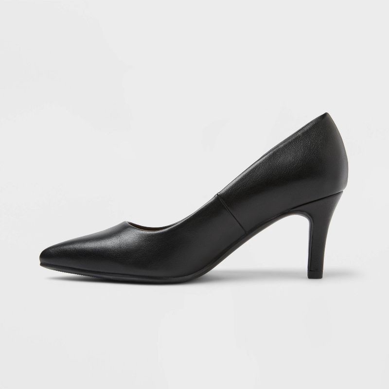 slide 2 of 3, Women's Cindy Mid High Heels Pump with Memory Foam Insole - A New Day™ Black 8, 1 ct