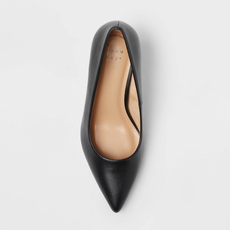 slide 3 of 3, Women's Cindy Mid High Heels Pump with Memory Foam Insole - A New Day™ Black 9.5, 1 ct