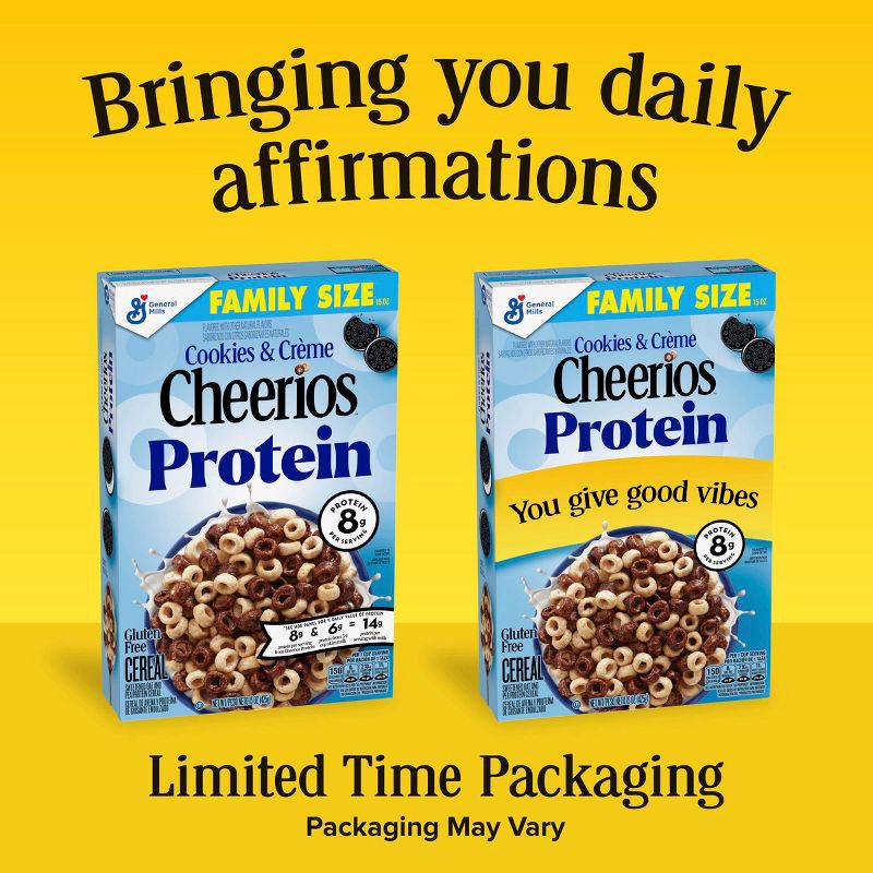slide 2 of 8, Cheerios Protein Cookies & Cream Family Size Cereal - 15oz, 15 oz