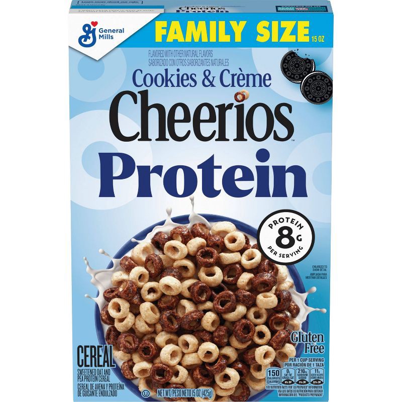 slide 2 of 8, Cheerios Protein Cookies & Cream Family Size Cereal - 15oz, 15 oz