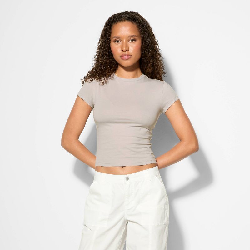 slide 2 of 4, Women's Short Sleeve T-Shirt - Wild Fable™ Gray S, 1 ct