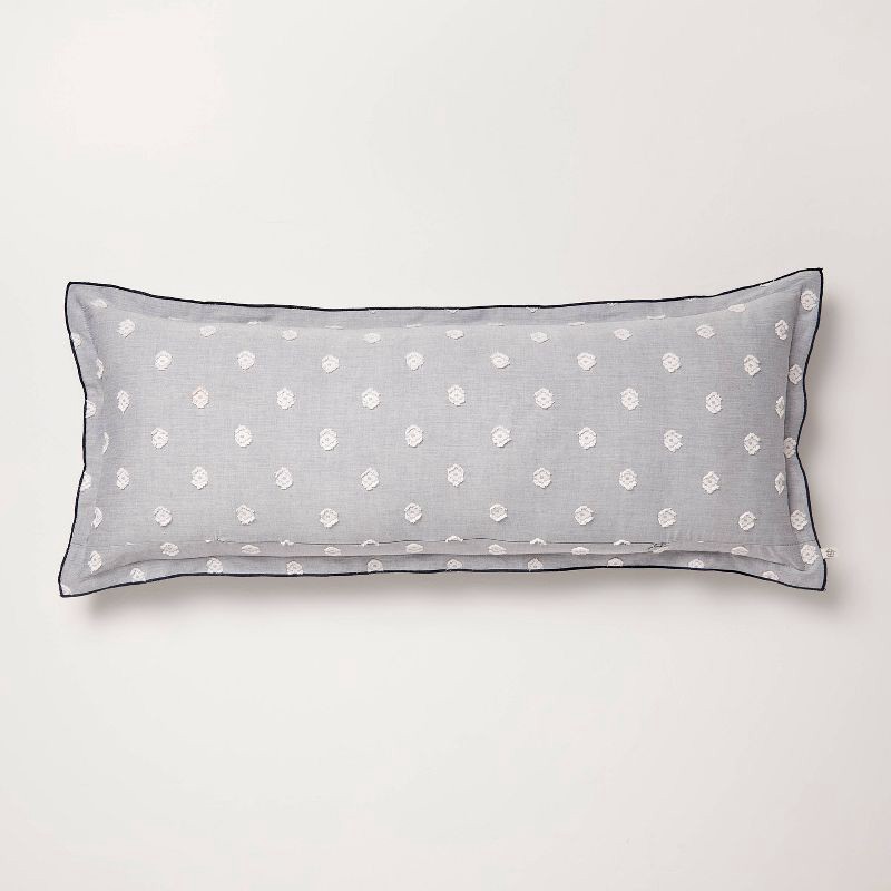 slide 3 of 4, Hearth & Hand with Magnolia 36"x14" Clip Dobby Lumbar Throw Pillow Cover Washed Blue - Hearth & Hand™ with Magnolia, 1 ct