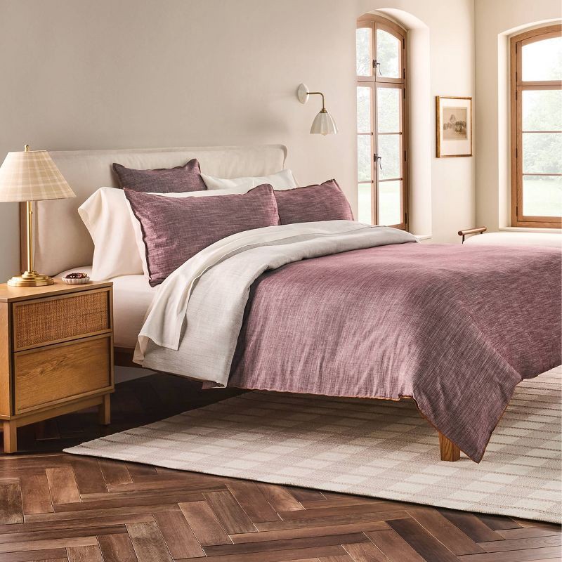 slide 2 of 7, Hearth & Hand with Magnolia 3pc King Reversible Duvet Cover Set Burgundy - Hearth & Hand™ with Magnolia, 3 ct